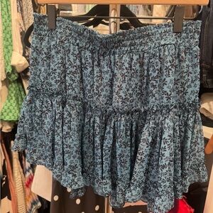 Misa Los Angeles Blue and Black Floral Mini Skirt